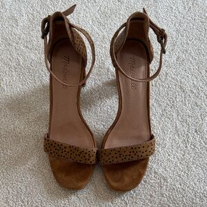 Madewell Cognac Perforated Ankle-Strap Heels